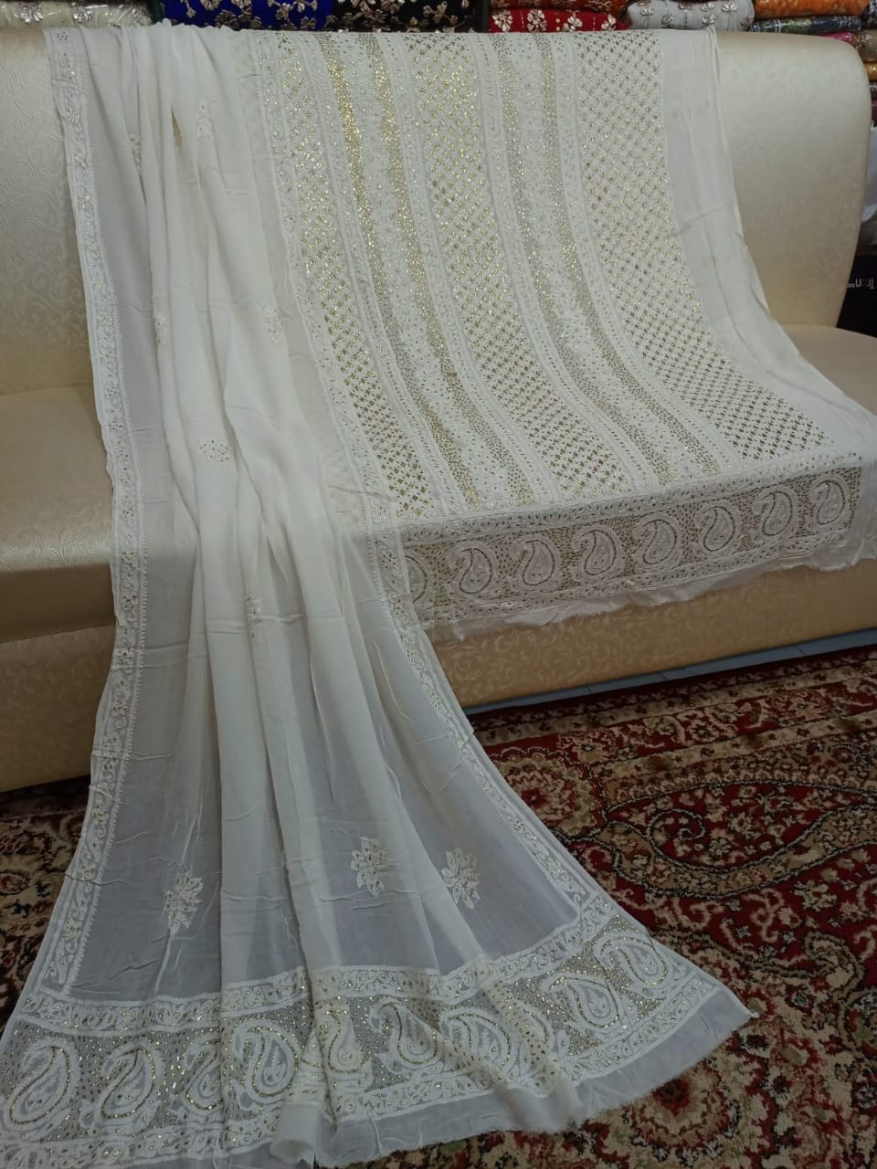 Heavy Chikenkari Mukesh Kamdani Suits