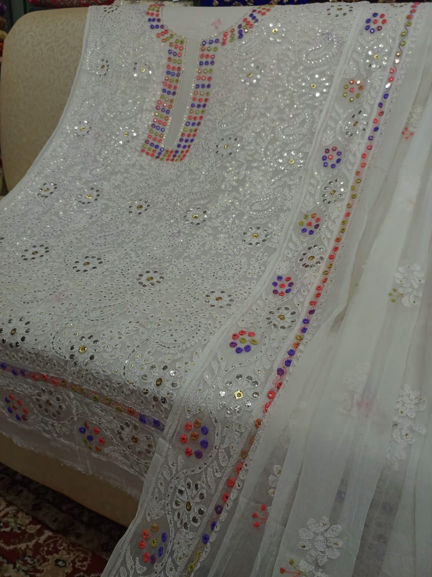 Heavy Chikenkari Mukesh Kamdani Suits