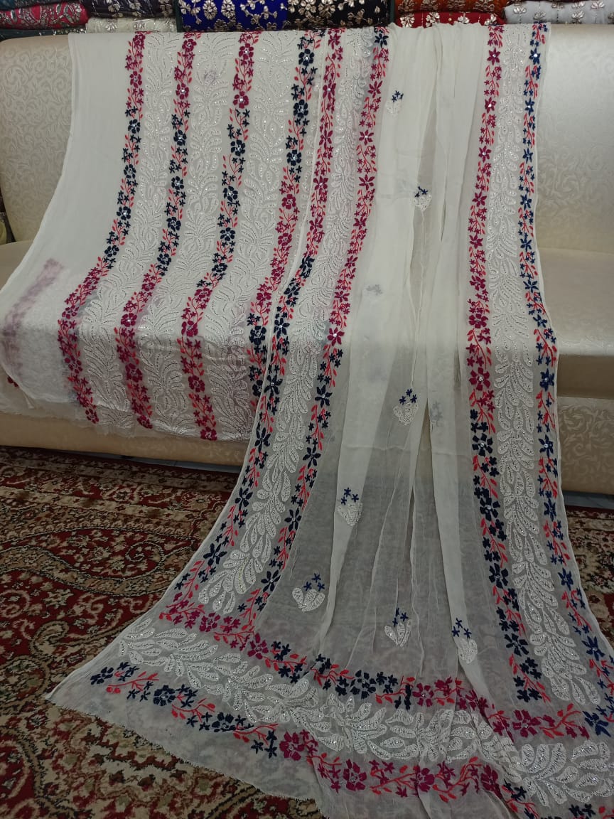 Heavy Chikenkari Mukesh Kamdani Suits