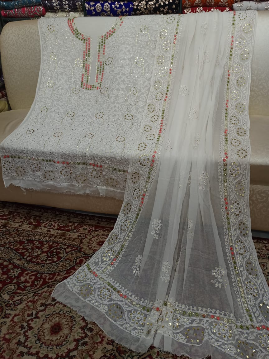 Heavy Chikenkari Mukesh Kamdani Suits