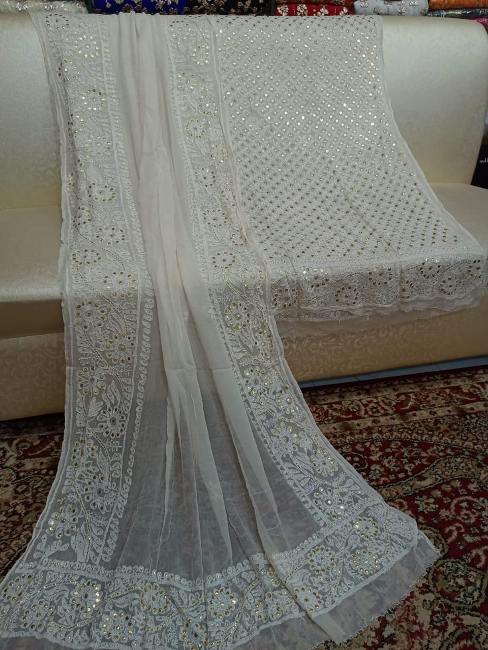 Heavy Chikenkari Mukesh Kamdani Suits