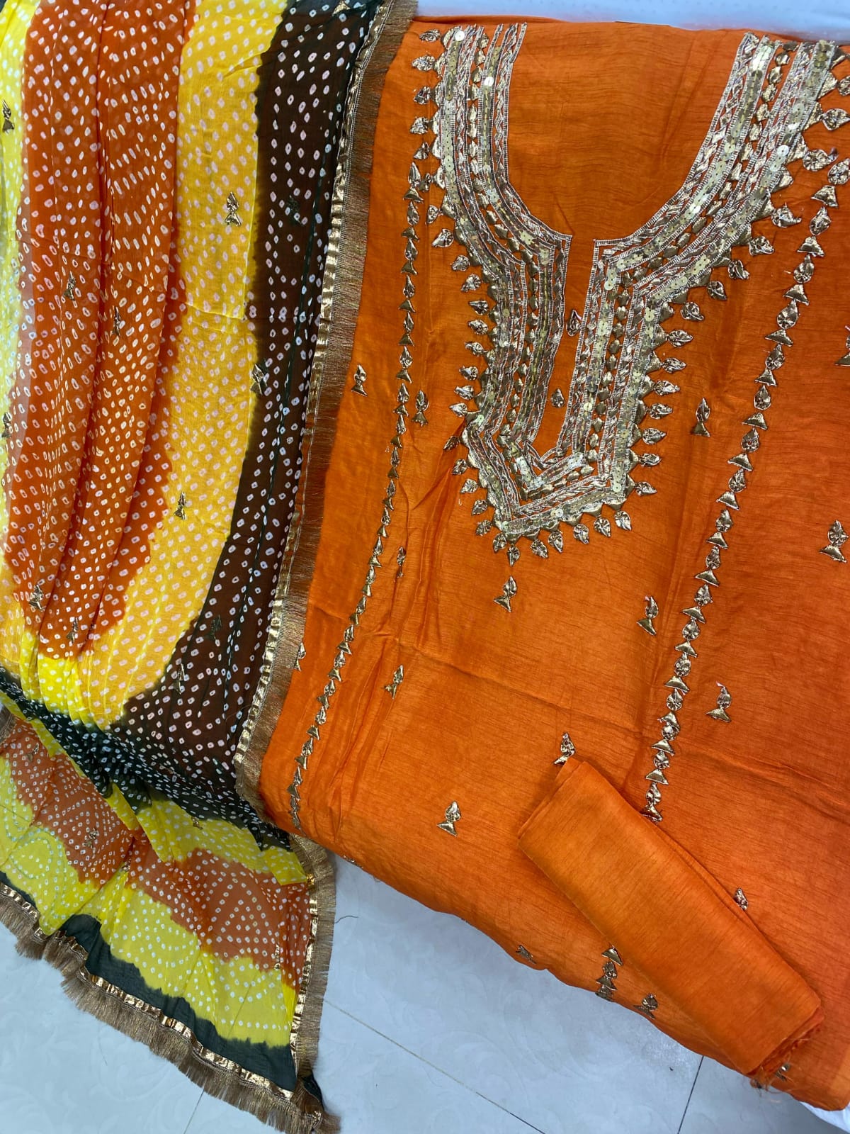 Fancy Gota Suits-Korean Raw Silk