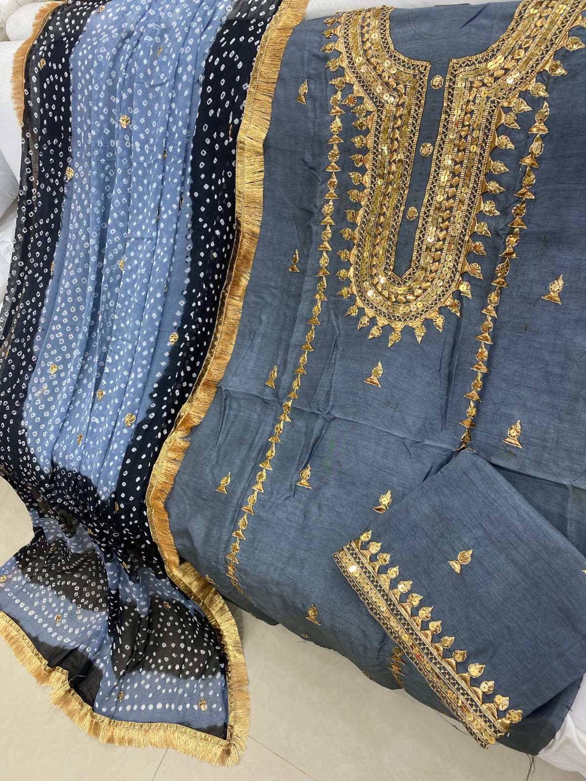 Fancy Gota Suits-Korean Raw Silk