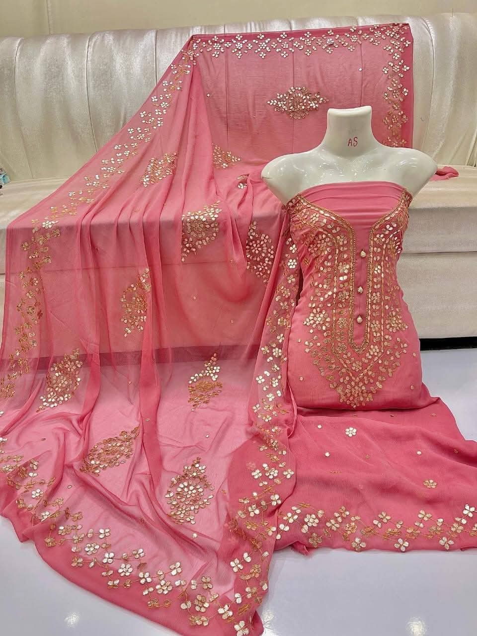 Pressing Gota Suits Soft PK Chiffon