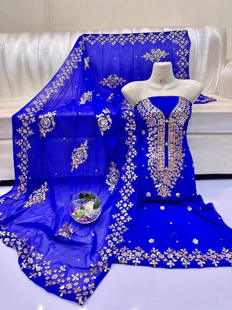 Pressing Gota Suits Soft PK Chiffon