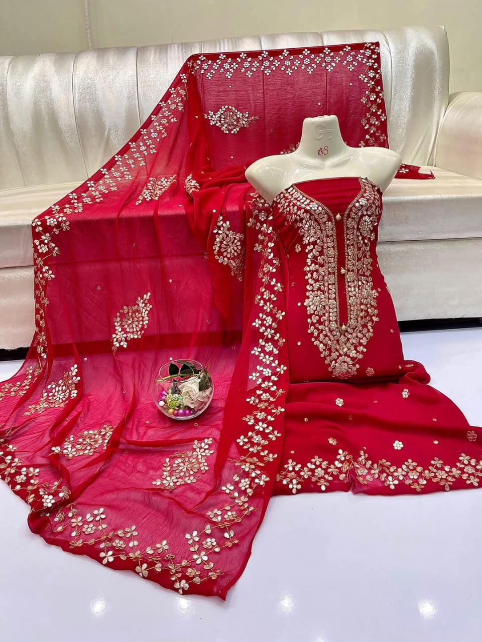 Pressing Gota Suits Soft PK Chiffon