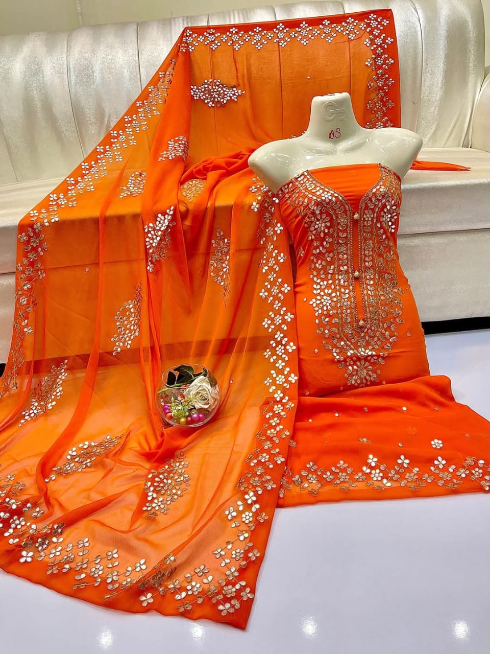 Pressing Gota Suits Soft PK Chiffon