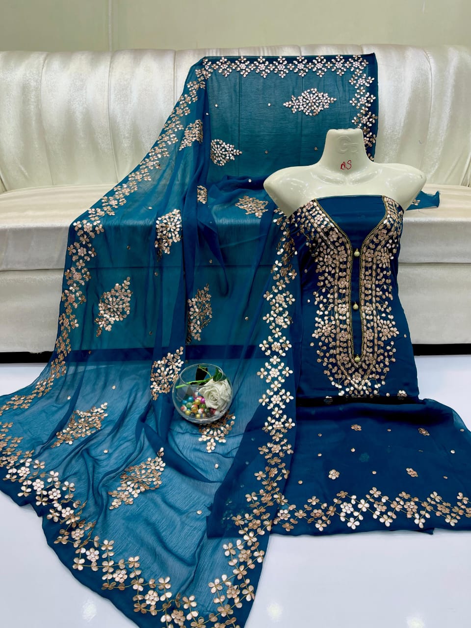 Pressing Gota Suits Soft PK Chiffon