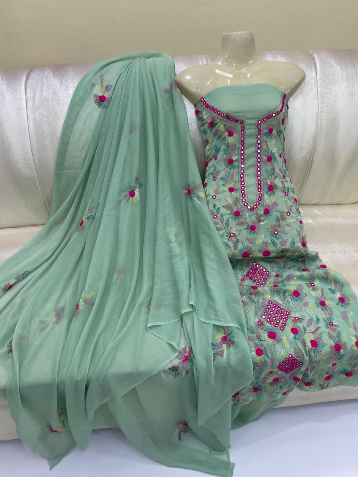 Kacha Embroidered Mirror Work Suits