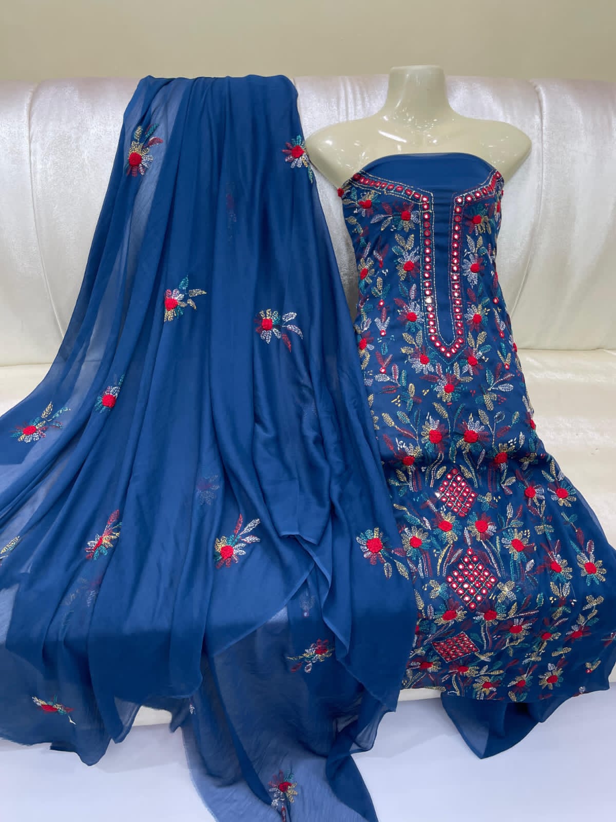 Kacha Embroidered Mirror Work Suits