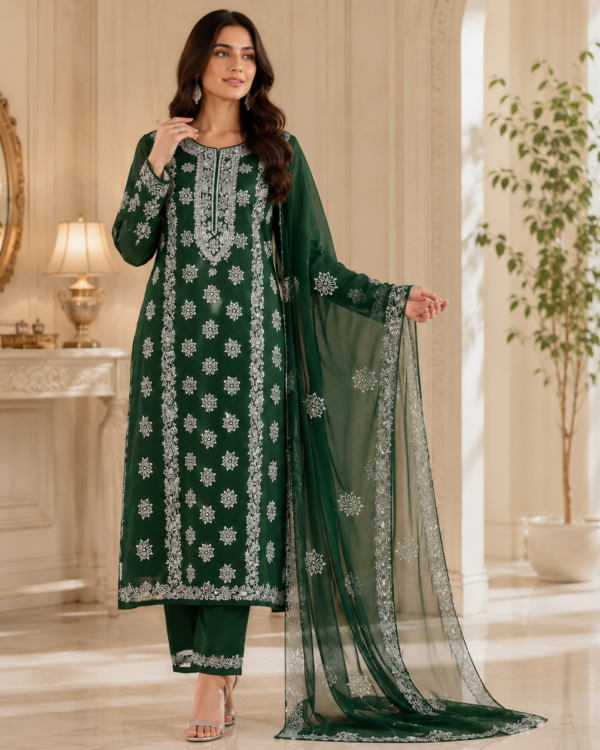 Shadow Chikankari Suit crafted from premium Soft PK Chiffon with elegant handcrafted Shadow Chikankari embroidery, 2-piece traditional outfit.