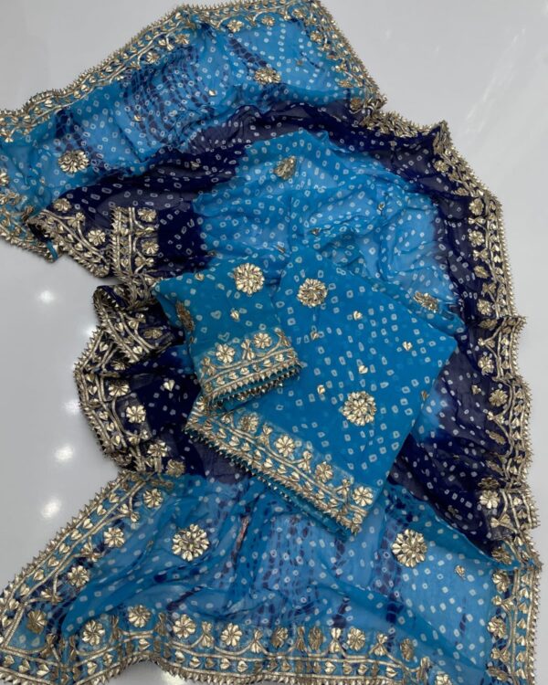 LCD Gota Chunri Suit crafted from Soft Bamber Chiffon with intricate Gota work and traditional Chunri design, 2-piece outfit.