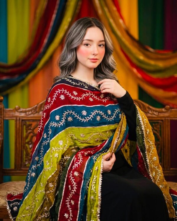 Wavy LCD Gota Work Dupatta crafted from premium Bamber Chiffon with intricate handcrafted LCD Gota detailing.