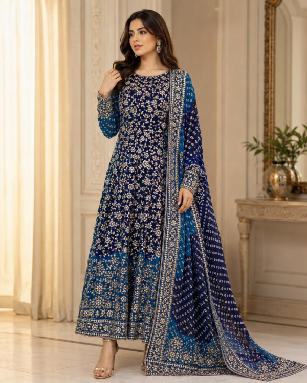 LCD Gota Chunri Frock with Dupatta crafted from premium Pure Chiffon featuring elegant Gota work and traditional Chunri detailing, 2-piece outfit.