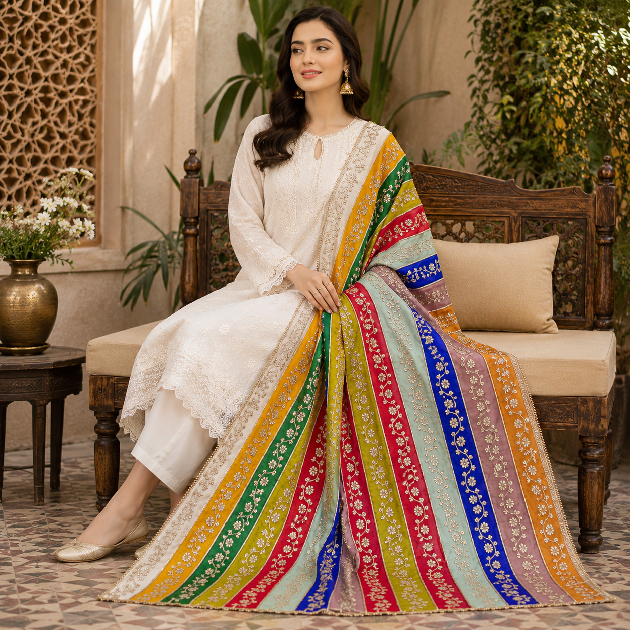 Multi Colour Ralli Gota Dupatta crafted from premium Soft Chiffon with intricate handcrafted Ralli Gota work.