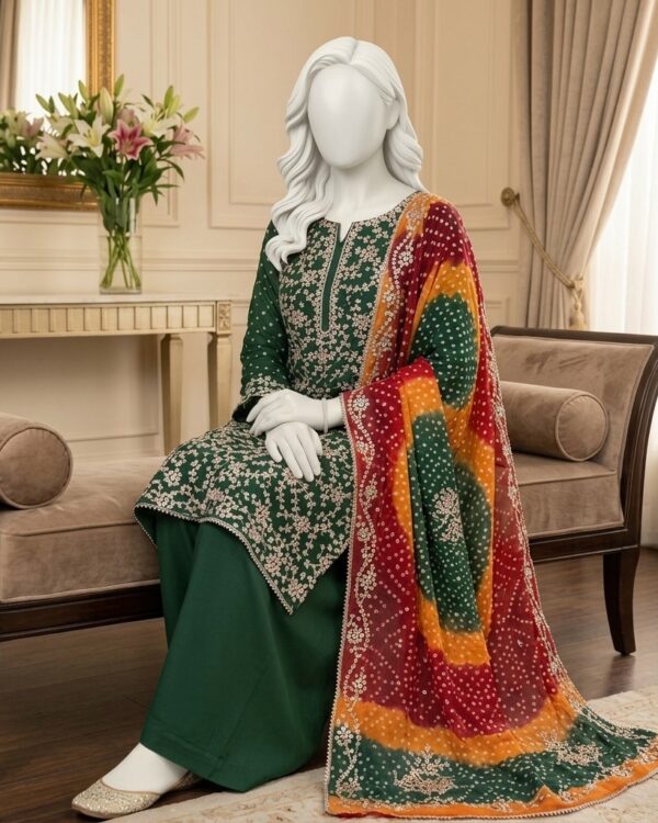 LCD Gota Chunri Suit featuring intricate traditional Gota work, crafted from Pure Bamber Chiffon, 2-piece outfit.