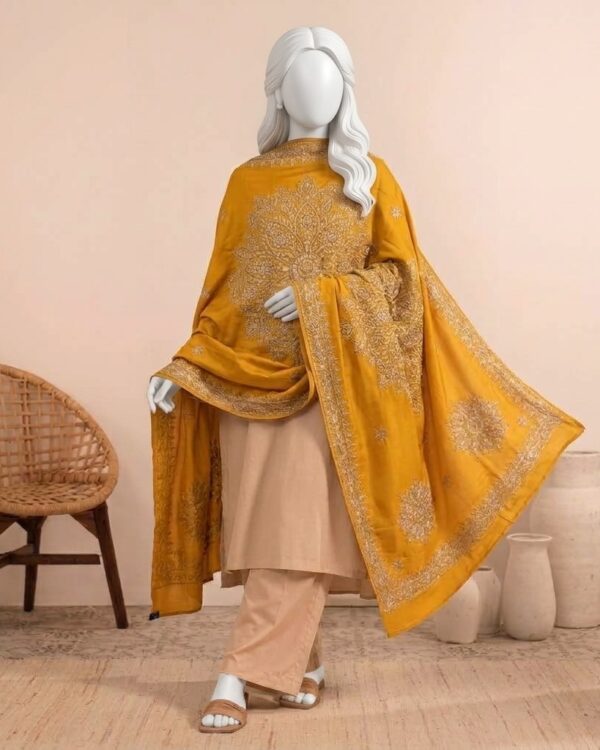 LCD Gota Shawl crafted from Medium Silk with elegant traditional Gota work, white and available for dyeing.